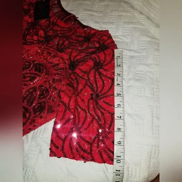 VIJIV+vintage 1920s sequined flapper dress +red new Large - Picture 14 of 16